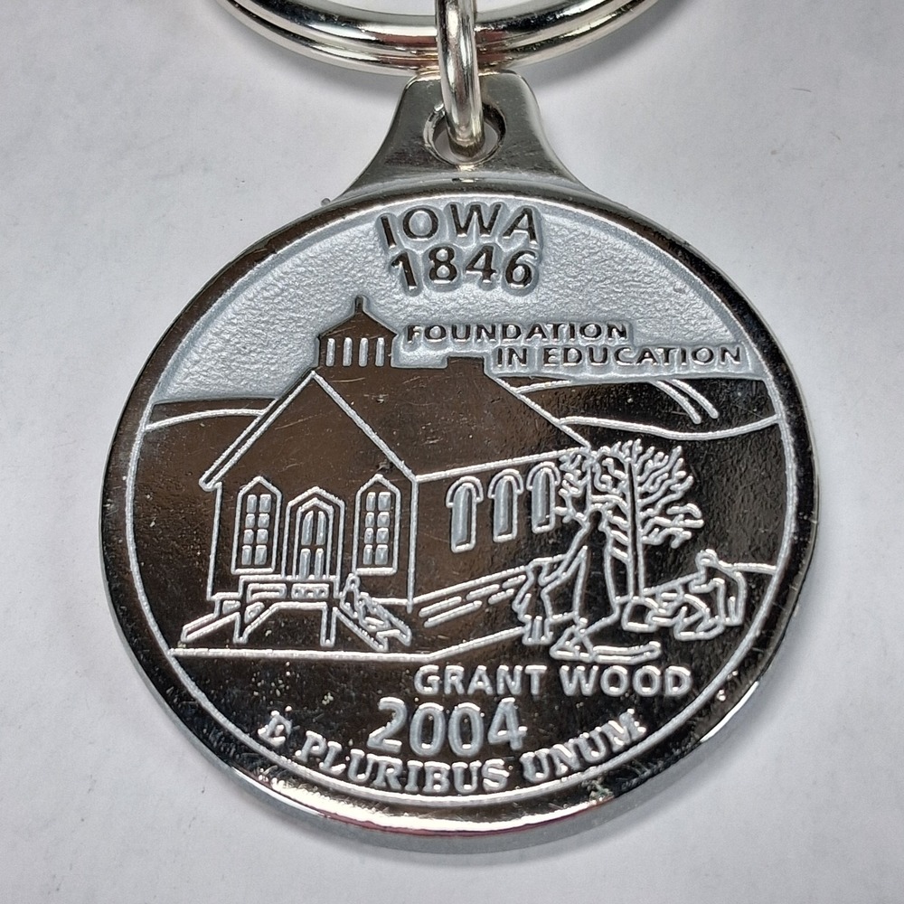 Iowa State Quarter Design Keychain - Grant Wood Schoolhouse 2004 Commemorative